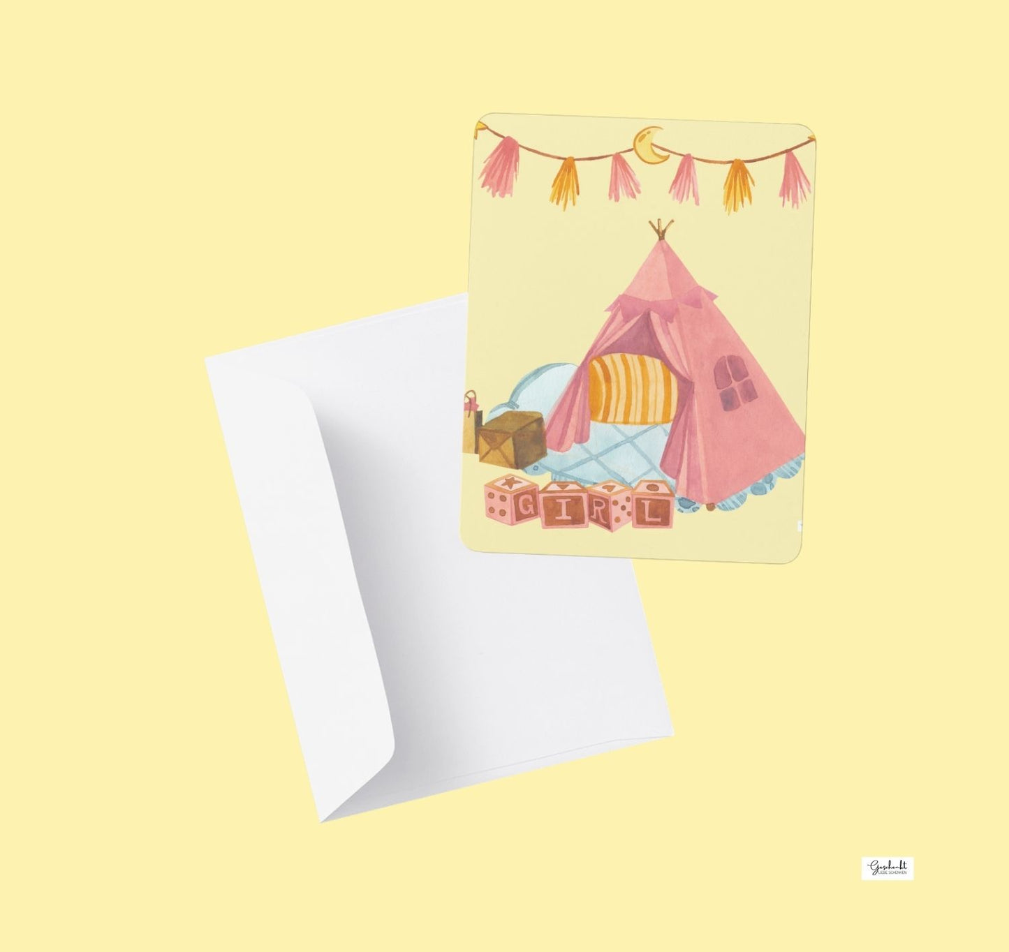 Pink Tent Baby Card