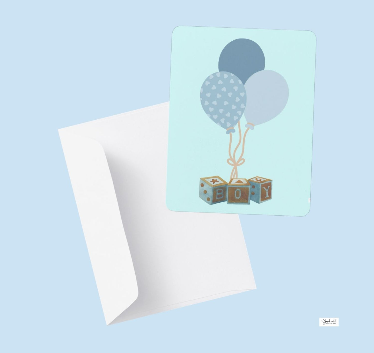 Blue Balloons Baby Card